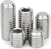 Fine Thread M4 M5 M6 M8 M10 M12 DIN913 304 Stainless 12.9 Grade Steel Allen Hex Hexagon Socket Flat Grub Headless Bolt Set Screw (Color : Stainless Steel_5pcs M10x1x10)