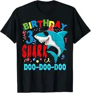 [X.Style] Shark Inspired Birthday Theme Tshirt Toddler 5th Boy Outfit ds1404 T-Shirt (M) Black