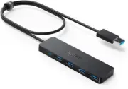 Anker 4-Port USB 3.0 Hub Ultra-Slim Data USB Hub with 2 ft Extended Cable NEW AU