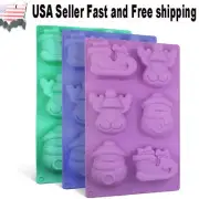 3 PACK Christmas Snowman, Reindeer and Sleigh DIY Handmade Soap Mold ~ US Seller