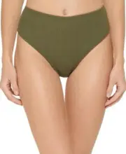MSRP $58 Dkny Textured High-Waist Bikini Bottom Micro Scrunch Green Size Small