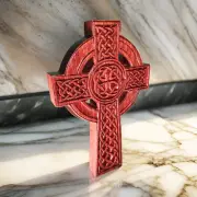 Celtic Irish Cross with knotwork engraving - Australian made using Jarrah Timber