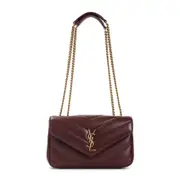 [Saint Laurent] Saint Laurent-Bordeaux Loulou Lamb Leather Shoulder Bag-Donna OS OS