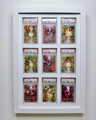 Card Display Wall Frame: 9 Grid White, for Pokemon/sports fits TCG PSA/CGC/ARK