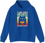[X.Style] I Like Cats and Coffee and Maybe People ds005 Hoodie Royal L