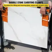 2 PCS Double Handed Stone Carrying Clamps, 50 mm Granite Lifting Tools with Slip-proof Rubber Pads, 200KG Loading Capacity for Moving Marble, Glass, Slabs and Plywood
