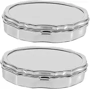 2pcs Box Pp Medication Boxes Travel Organizer Capsules Container Iron Silver Small Travel Case
