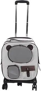 Rolling Pet Carrier Backpack, 2 in 1 Breathable Window Large Capacity Dog Carrier Telescoping Handle Pet Travel Carrier with Wheels for Small Dogs and Medium Cats (Brown)