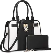[Qiyuer] Handbags Sets For Women Shoulder Bags Top Handle Work Satchel Tote Purses Set With Matching Wallet 2pcs
