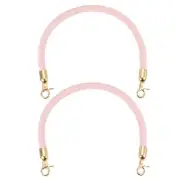 2Pcs PU Leather Handbag Handles, 40cm/15.8" Braided Purse Straps, Light Pink