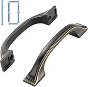 [KOOFIZO] Square Foot Craftsman Cabinet Bow Pull - Oil Rubbed Bronze Furniture Handle, 3 Inch/76mm Screw Spacing, 10-Pack for Kitchen Cupboard Door, Bedroom Dresser Drawer, Bathroom Wardrobe Hardware
