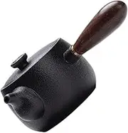Luxshiny 1PC Heat Resistant Black Pottery Teapot Retro Kung Fu Tea Set with Smooth Surface Non Skid Handle for Home and Present Giving