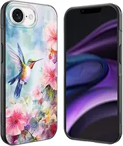 GFEWYTJYJ for iPhone 16e Case,[10 FT Military Grade Drop Protection] Non-Slip Heavy Duty Shockproof Phone Case for iPhone 16e 6.1 Inch 2025,Flower Hummingbird