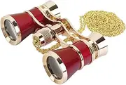 AouloveS Opera Glasses Binoculars 3 X 25 Compact and Lightweight Optical BK7 Theater Glasses with Chain for Adults Kids Women in Concert Theater Opera (Red)