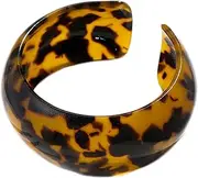 [Caiyao] Lightweight Chunky Thick Acrylic Leopard Print Wrap Bracelets Vintage Wide Face Enamels Acetic Acid Tortoise Shell Cuff Bracelets Statement Thin Resin Open Bangle for Women Girls Fashion Jewelry