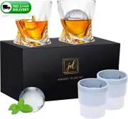 Set of 2 Whiskey Glasses Crystal Old Fashioned Rocks Glass Bourbon Scotch Liquor