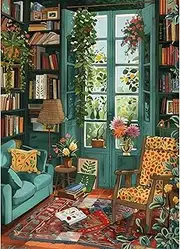 Chalzidar Jigsaw Puzzles for Adults 1000 Pieces, Interlock Perfectly Letter on Back No Dust, Home Decor Birthday Gift Toy for Men Women Elders Seniors, 1:1 Poster - Cozy Study