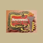 BEIJING OLYMPIC NEWSWEEK MEDIA PIN RED DRAGON TORCH NEW ORIGINAL PIN RARE