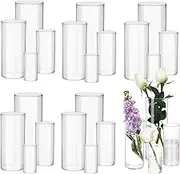 Fixwal 24pcs Clear Glass Cylinder Vases, 4, 6, 8, 10 Inch Tall Cylinder Vases for Centerpieces, Glass Flower Vase Floating Candle Holder Vase for Table Shelf, Party, Wedding, Home Decor