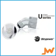 Bitspower G1/4" Silver Shining Dual Rotary 45-Degree Compression Fitting CC5...