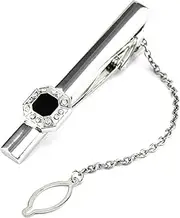 [KUHBDIE] Semi-Gemstone Tie Clip Octagon Round Full Diamond Set with Diamond Enamel Round Tie Clip