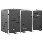 Stainless Steel Bin Shed For 3 Garbage Bins Outdoor Trash Storage Organizer Box