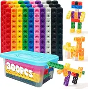 QUYSK 300 Pcs Linking Cubes for Math with Storage Boxes, Kids Counting Blocks for Math STEM Connecting Cubes Math Manipulatives Classroom Learning Supplies for Preschool and Elementary Aged Kids