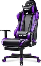 GTRACING Gaming Chair with Footrest, Ergonomic Computer Game Desk Chair, Recline Gaming Chair Seat Height Adjustment, Swivel Rocker with Headrest and Lumbar (Purple)