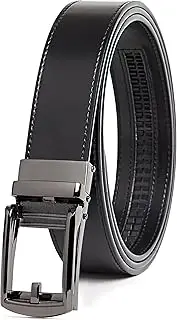 [Carlo Fellini] Mens Genuine Leather Ratchet Dress Belt with Slide Belt for men