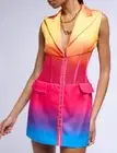 Akira Sherbert Ombre Mesh Corset Sleeveless Blazer Dress 1X Rainbow NWT Colorful