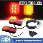 Pair LED Trailer Tail Light Kit 7 Pin Flat Plug 8M 5 Core Wire Caravan Ute OZ