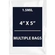 1.5Mil 4" X 5" | LDPE Clear Flat Poly Bags, Flexible & Durable | Multiple Bags