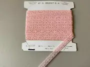 Vintage French Cotton Lace. Pink. Price per Metre