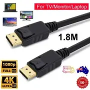 Display Port Male to Display Port Male 4K Cable 1.8m for Monitors/TV/PC/Laptop