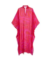 Marmo-print kaftan S,M Bright red, magenta, bright orange