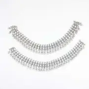 Vintage Handmade Indian Tribal Chatai Statement Anklet/Payal in Sterling Silver