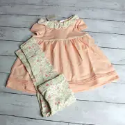 Catherine Malandrino Girl's Dress Tunic Top Pant Set Size 3T Floral Orange