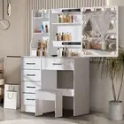 Dressing Table W/ 6 Drawers Mirror Stool Set Makeup Desk Vanity Table Bedroom AU