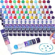 Crtiin 48 Pack Glitter Bingo Daubers Bulk 1.28 oz Dot Paint Bingo Markers Supplies in 12 Glitter Colors Fluorescent Dot Markers Art Paint Craft for Art Crafts Painting Supplies Drawing Coloring