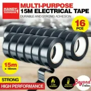 Handy Hardware 16PCE Electrical Tape Black Durable Strong Stretchy 18mm x 15m
