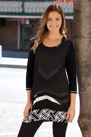 Houndstooth Print Tunic--THR-12214
