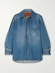 [Victoria Beckham] Victoria Beckham - Pintucked Denim Shirt - Blue - UK 14 UK 14 Blue