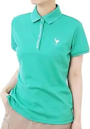[JUN & ROPE] Jun Andrope Coolmax Kanoko Polo Shirt, UV Protection, Quick Drying, Women's Short Sleeve Pullover, Green (30), M