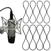 8PCS Microphone Shock Mount Rubber Ring, Black Universal Elastic Bands Replac...