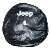 Mopar 6CD411X7AC Black, Leather Wrangler W/ Camera Plate Spare Tire Cover (18”)