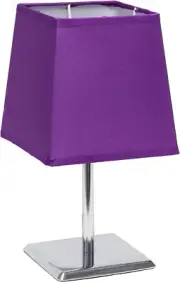 LT2062-PRP Mini Chrome Squared Empire Fabric Shade Table Lamp, Purple