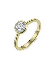Rachel Glauber 14K Plated CZ Solitaire Ring
