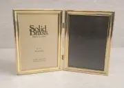 Vintage NOS Solid Brass Gold 5x7 Bi-fold Hinged Frames Red Velvet