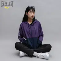 在飛比找Yahoo奇摩購物中心優惠-EVERLAST 外套 紫黑 雙色拼接 連帽 休閒外套 女 