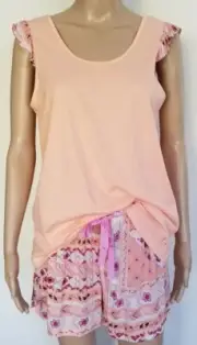 PETER ALEXANDER PJS SALE Womens Peach Floral Set Shorts & Top Size S/10 BNWT PJ